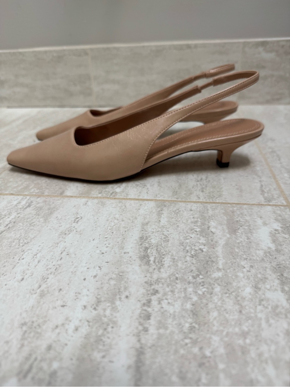 H&M Nude Slingback Kitten Heel Pumps | Size 40